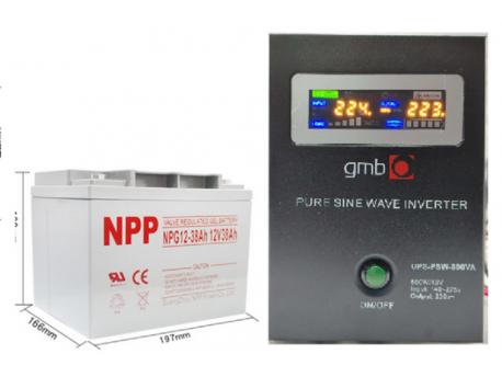 NPP NPG12V-38Ah * GMB LONG čist sinusni pretvarač 12V/500W sa 12V/38Ah GEL baterijom
