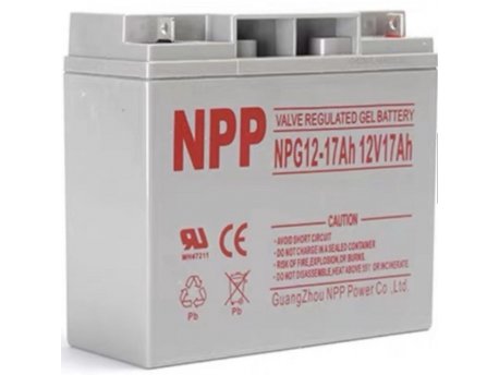 NPP NPG12V-17Ah, Gel battery, C20=17AH, T3, 180*77*167*167, 4,8KG, Light grey