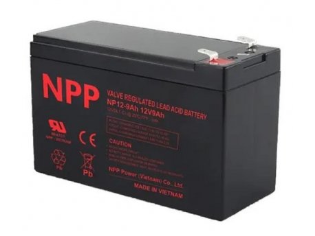 NPP NP12V-9Ah-T2, AGM Battery, C20=9AH, T2, 151x65x94x100, 2,5KG, crna