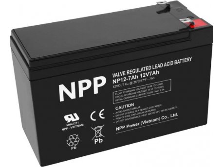 NPP NP12V-7Ah, AGM Battery, C20=7AH, T1, 151x65x94x100, 1,97KG