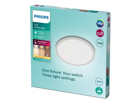 PHILIPS Superslim Cl550 bela plafonska svetiljka 15W 2700LM IP44, 929002667401 (18821)