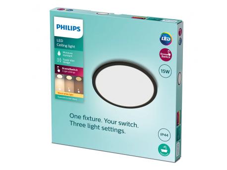 PHILIPS Superslim Cl550 crna plafonska svetiljka 15W 2700LM IP44, 929002667501 (18822)