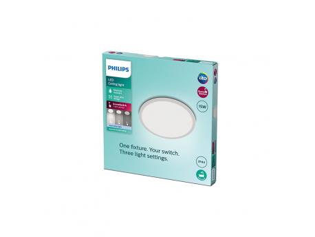 PHILIPS Superslim Cl550 bela plafonska svetiljka 15W 4000LM IP44, 929002667601 (18823)