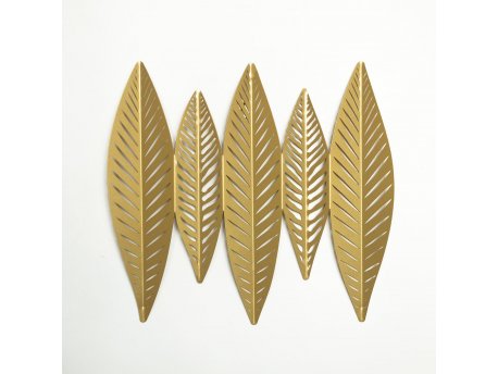 WALLXPERT Zidna dekoracija 3D Gold Leaves Metal Wall Art APT618