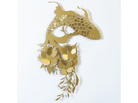 WALLXPERT Zidna dekoracija Carpa Koi APT748 M Gold