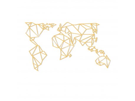 WALLXPERT Zidna dekoracija World Map Metal Decor10 Gold