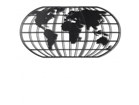 WALLXPERT Zidna dekoracija World Map Globe Black
