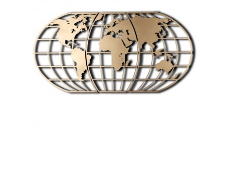 WALLXPERT Zidna dekoracija World Map Globe Led Gold