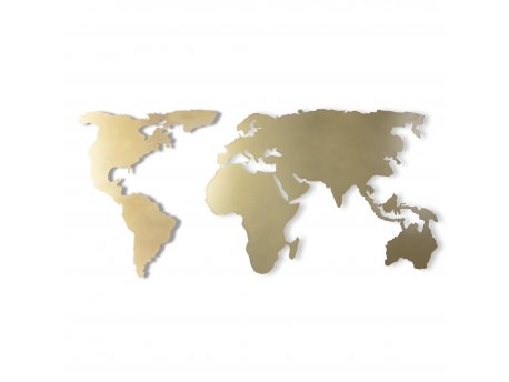 WALLXPERT Zidna dekoracija World Map Silhouette XL Gold