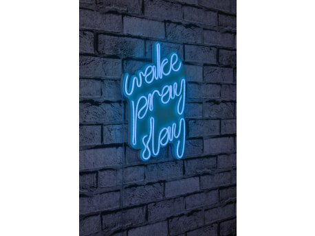 WALLXPERT Dekorativna rasveta Wake Pray Slay Blue