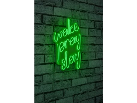 WALLXPERT Dekorativna rasveta Wake Pray Slay Green