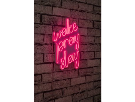 WALLXPERT Dekorativna rasveta Wake Pray Slay Pink