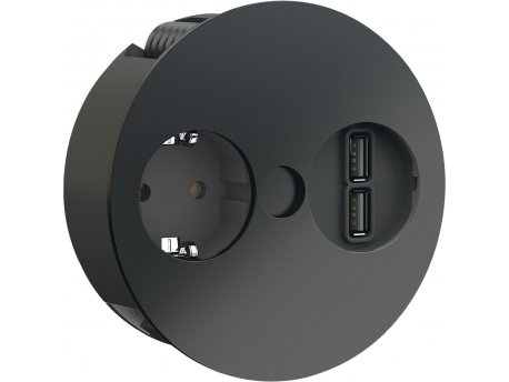 BACHMANN TWIST, 1 šuko utičnica + 1 USB punjač, crna mat ugradbena utičnica 931.131