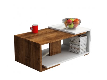 HANAH HOME Sto za dnevnu sobu Modern White Walnut
