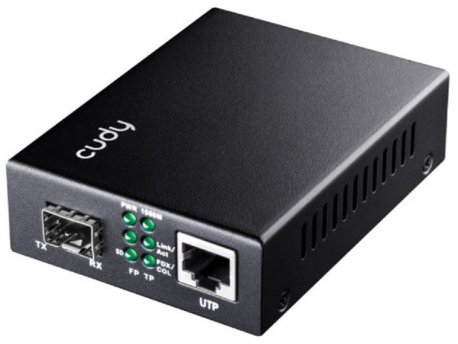 CUDY Injektor MC220P Gbit Media Converter 10/100/1000M SFP Slot to 10/100/1000M PoE+ Port, IEEE 802.3at/af