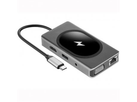 MS USB HUB C700, HDMI+VGA+USB+PD+RJ45 1Gbps M+SD+Audio+15W