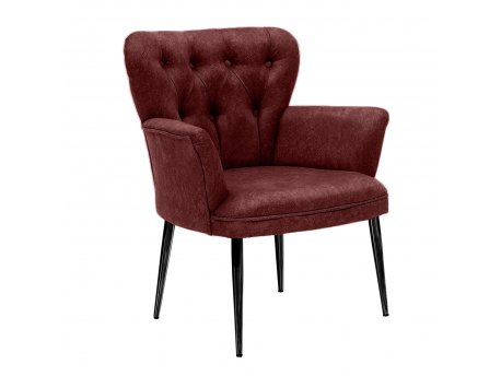 HANAH HOME Fotelja Paris Black Metal Claret Red