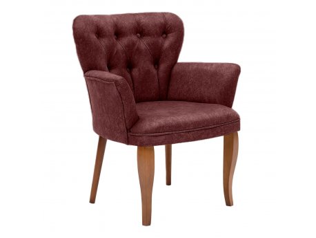 HANAH HOME Fotelja Paris Walnut Wooden Claret Red