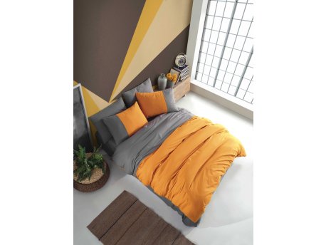 L`ESSENTIEL MAISON Poplin posteljina (160 x 220) Diamond Orange Anthracite