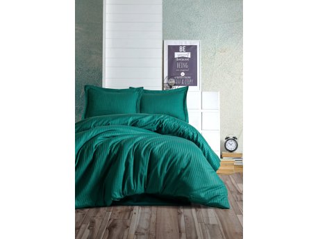 L`ESSENTIEL MAISON Premium satenska posteljina Stripe Petrol Green
