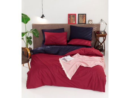 L`ESSENTIEL MAISON Ranforce posteljina (200 x 220) Cift Yonlu Claret Red Dark Blue
