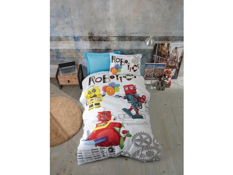 L`ESSENTIEL MAISON Ranforce posteljina (160 x 220) Robot Blue