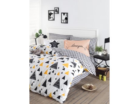 L`ESSENTIEL MAISON Ranforce posteljina (260x220) Ilove Black Yellow
