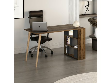 HANAH HOME Radni sto Pina Walnut Anthracite