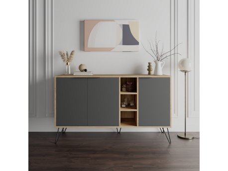 HANAH HOME Komoda Clara Console Oak Anthracite