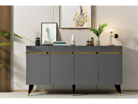 HANAH HOME Komoda Defne Anthracite Gold