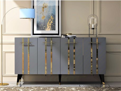 HANAH HOME Komoda Asel Anthracite Gold