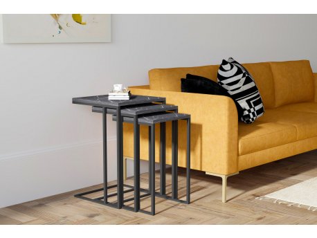 HANAH HOME Set stolova Black Mermer