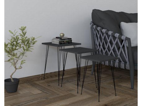 HANAH HOME Set stolova Mali Black Anthracite