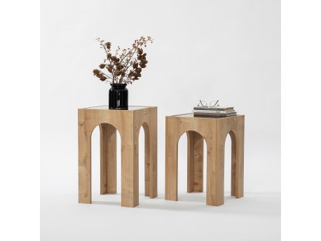HANAH HOME Set stolova Seine 2 Dark Grey Oak