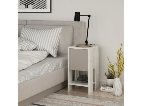 HANAH HOME Noćni stočić Ema White Light Mocha