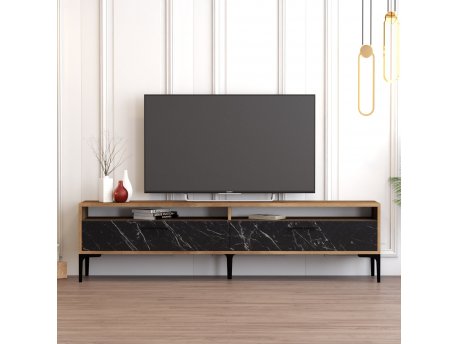 HANAH HOME TV polica Istanbul 2 WalnutBlack Marble