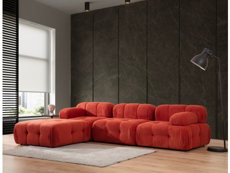 Atelier del Sofa Ugaona garnitura Doblo 3 Seater with Pouffe ( L1 O1 1R Pouffe) Red