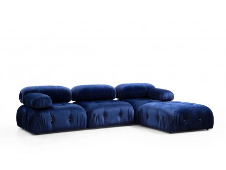 Atelier del Sofa Ugaona garnitura Bubble Velvet Blue L1 O1 1R PUF
