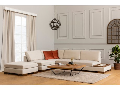 Atelier del Sofa Ugaona garnitura Tulip Corner Left With Pouf Beige