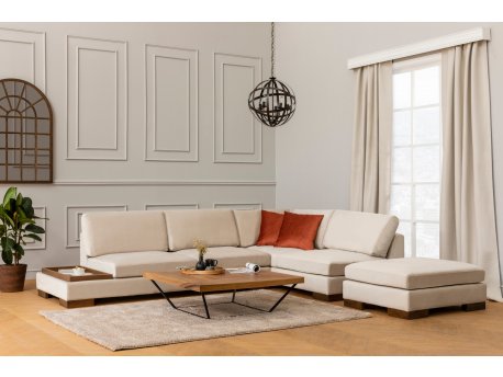 Atelier del Sofa Ugaona garnitura Tulip Corner Right With Pouf Beige