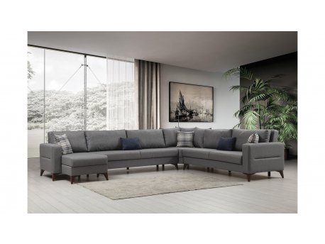 Atelier del Sofa Ugaona garnitura Kristal Rest 3+Corner+3 Dark Grey