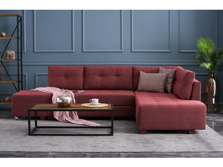 Atelier del Sofa Ugaona garnitura Manama Corner Sofa Bed Right Claret Red