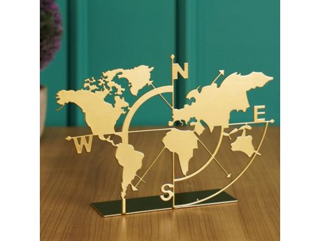 WALLXPERT Stona dekoracija World Map Gold