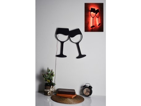 WALLXPERT LED dekoracija Wine Glasses Red