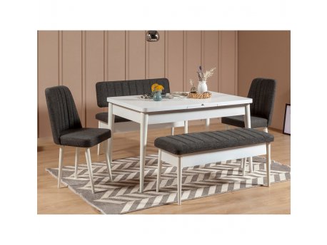 HANAH HOME Trpezarijski set Vina White Anthracite