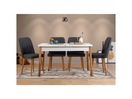 HANAH HOME Trpezarijski set Santiago White Anthracite