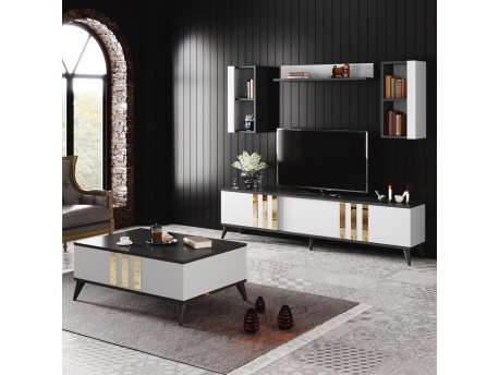HANAH HOME Set za dnevnu sobu Gold Set Anthracite White