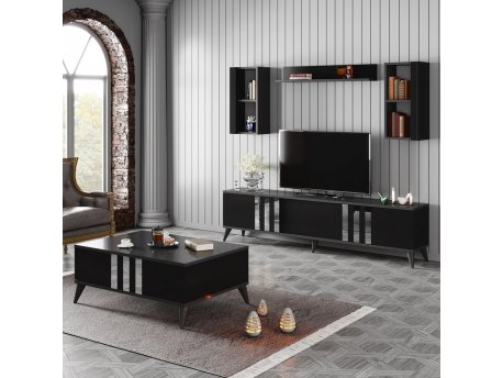 HANAH HOME Set za dnevnu sobu Chrome Set Anthracite Black
