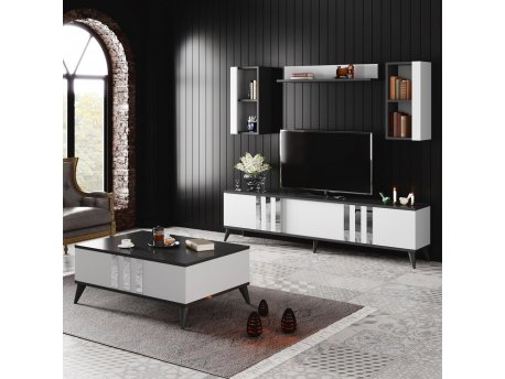HANAH HOME Set za dnevnu sobu Chrome Set Anthracite White
