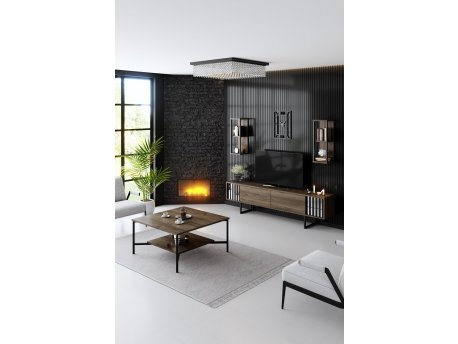 HANAH HOME Set za dnevnu sobu Chrome Line Set Walnut Black